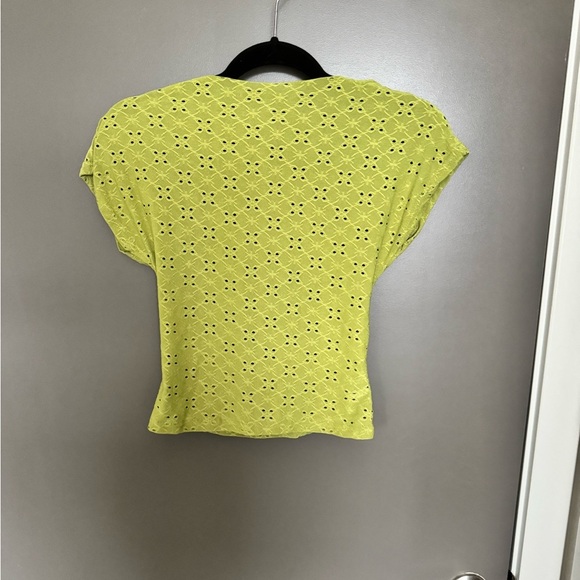 NWOT Green Y2K Solid Eyelet Embroidery Backless Crop top bikini cover up - Picture 3 of 5